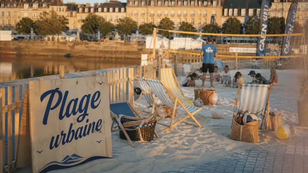 Animation plage urbaine Caen, activités sur la plage urbaine au bord de l’eau