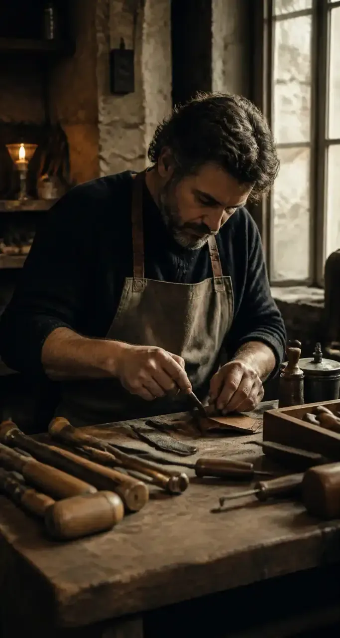 Artisan normand dans son atelier à Caen