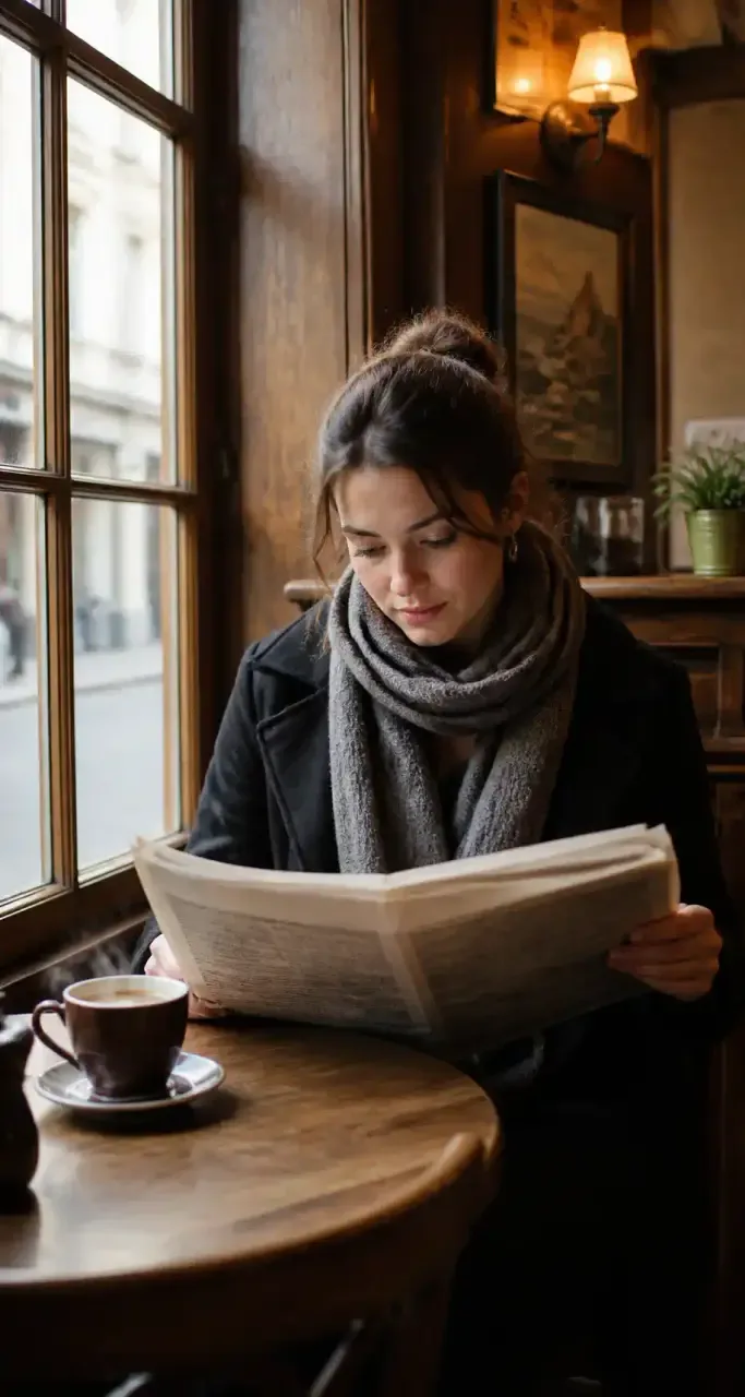 Café de quartier à Caen, moment de lecture