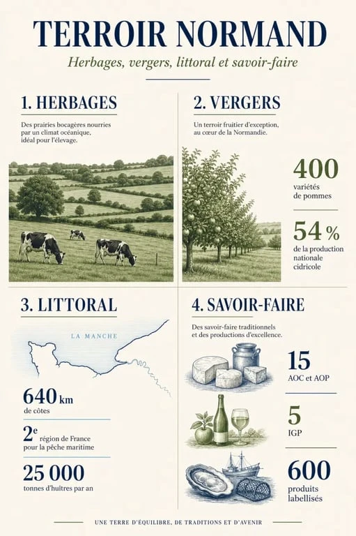 Normandie terroir : infographie des paysages, produits et chiffres clés
