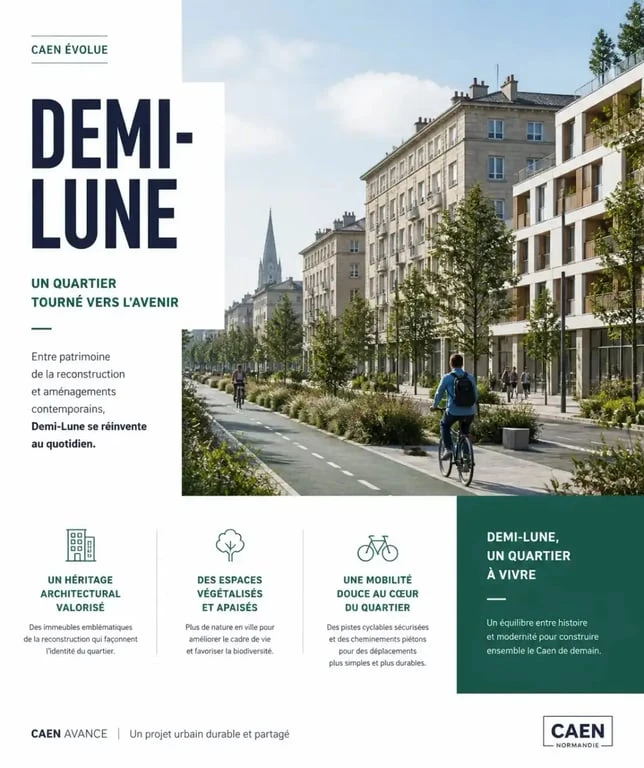 Quartier Demi-Lune à Caen, architecture et cadre de vie urbain