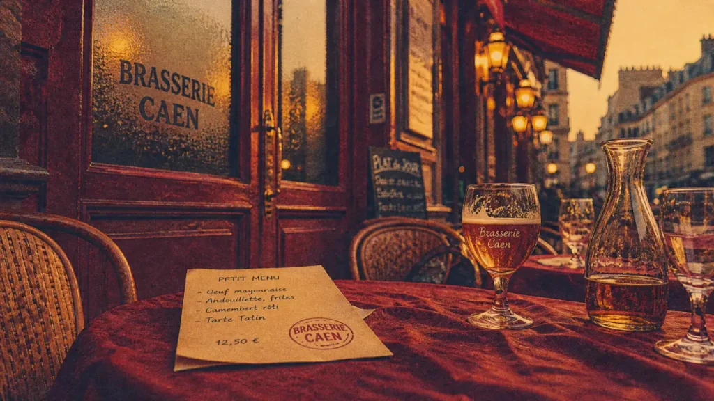 Restaurant Caen brasserie en centre-ville : terrasse et verres de bière