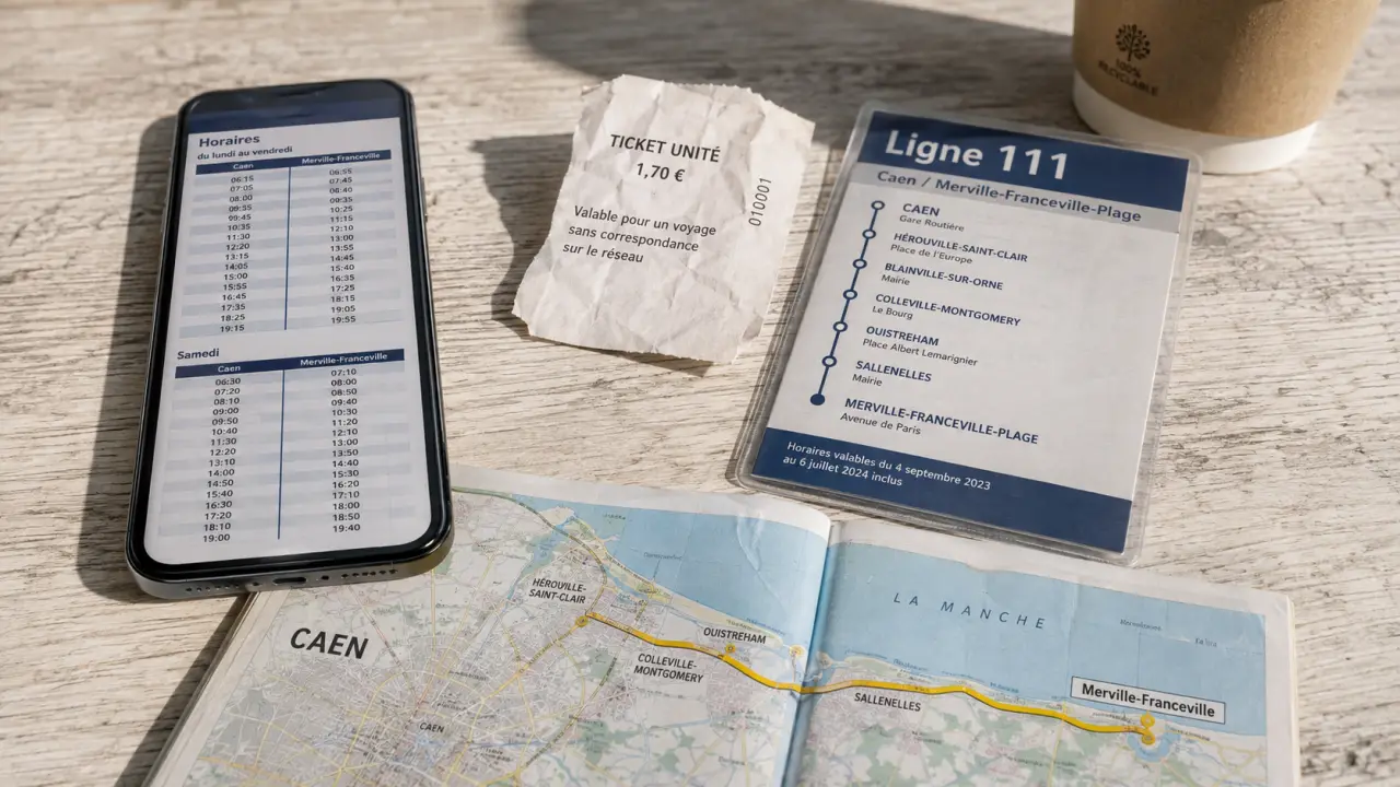 Bus Caen Merville-Franceville-Plage ligne 111 : horaires et arrêts bus