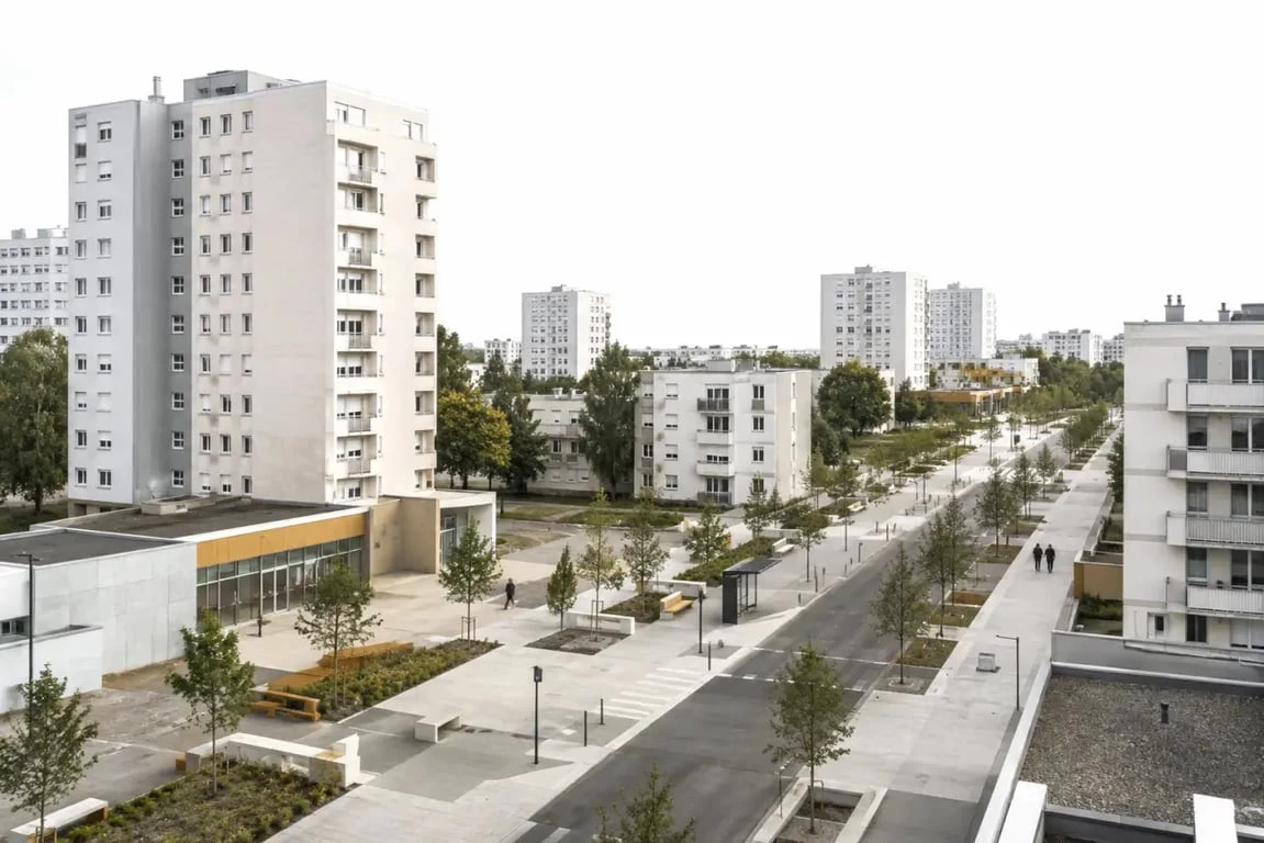 Caen chemin vert, vue du quartier résidentiel et de ses espaces urbains à Caen