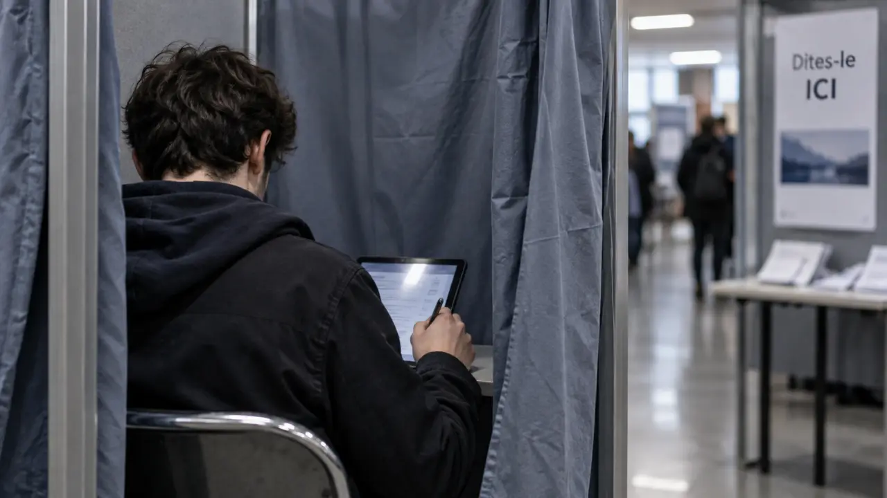 À Caen, des collégiens partagent leurs inquiétudes dans un isoloir mobile